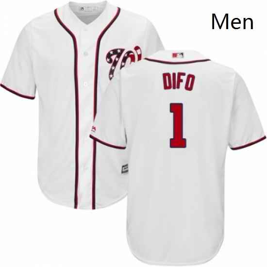 Mens Majestic Washington Nationals 1 Wilmer Difo Replica White Home Cool Base MLB Jersey